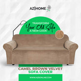 Velvet Plush Sofa Cover - Camel Brown