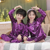 Kids Silk Night Suit-Purple
