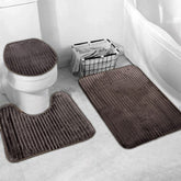 3 Pcs Bath Matt Set – Dark Brown