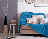 Waffle Fleece Blanket _ Bed Spread - Sky Blue