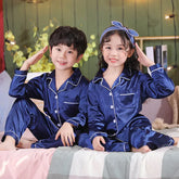 Kids Silk Night Suit-Blue