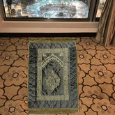 Embroided Velvet Prayer Mat - Dark Grey