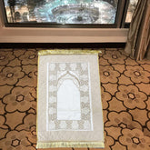 Embroided Velvet Prayer Mat - Off White