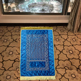Embroided Velvet Prayer Mat - Blue