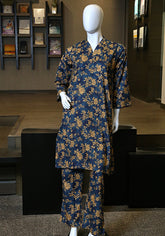 2 Piece Printed Lawn Suit - Lapis