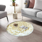 Round Shape Furry Rug (60CM) - Golden White