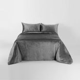 Grey Velvet Duvet Cover Set 5 Pcs