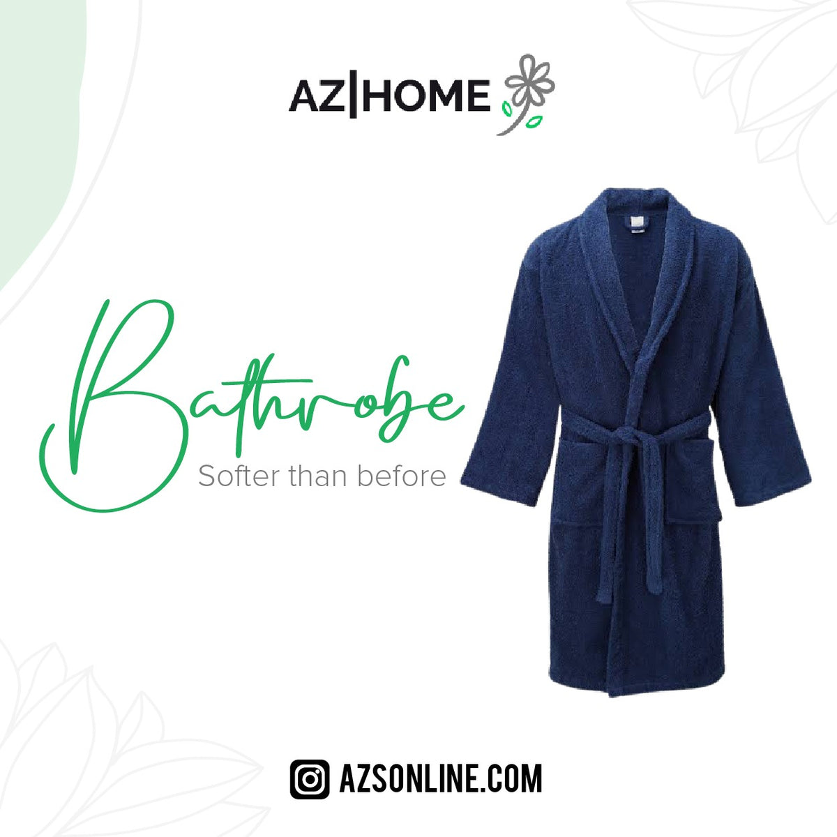 Classic Bathrobe Navy Blue AZ Home