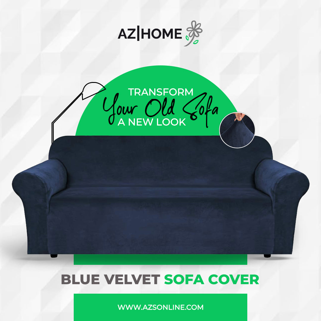 Velvet Plush Sofa Cover - Navy Blue