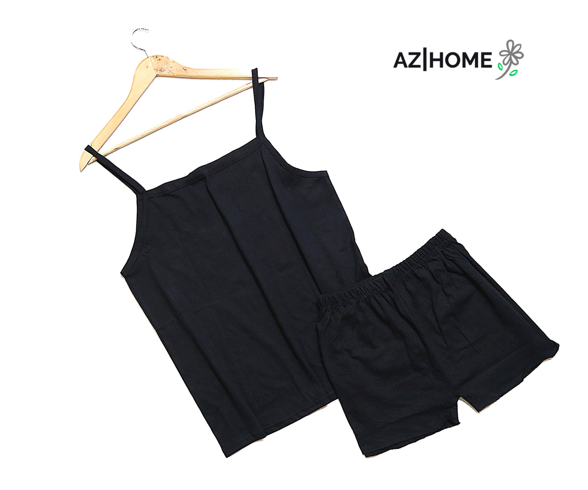 Women Jersey Camisole Set 2 Pcs - Black