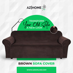 Velvet Plush Sofa Cover - Brown