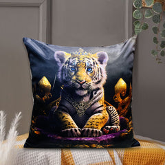 3D Printed Silk Cushion Cover - Royal Tiger