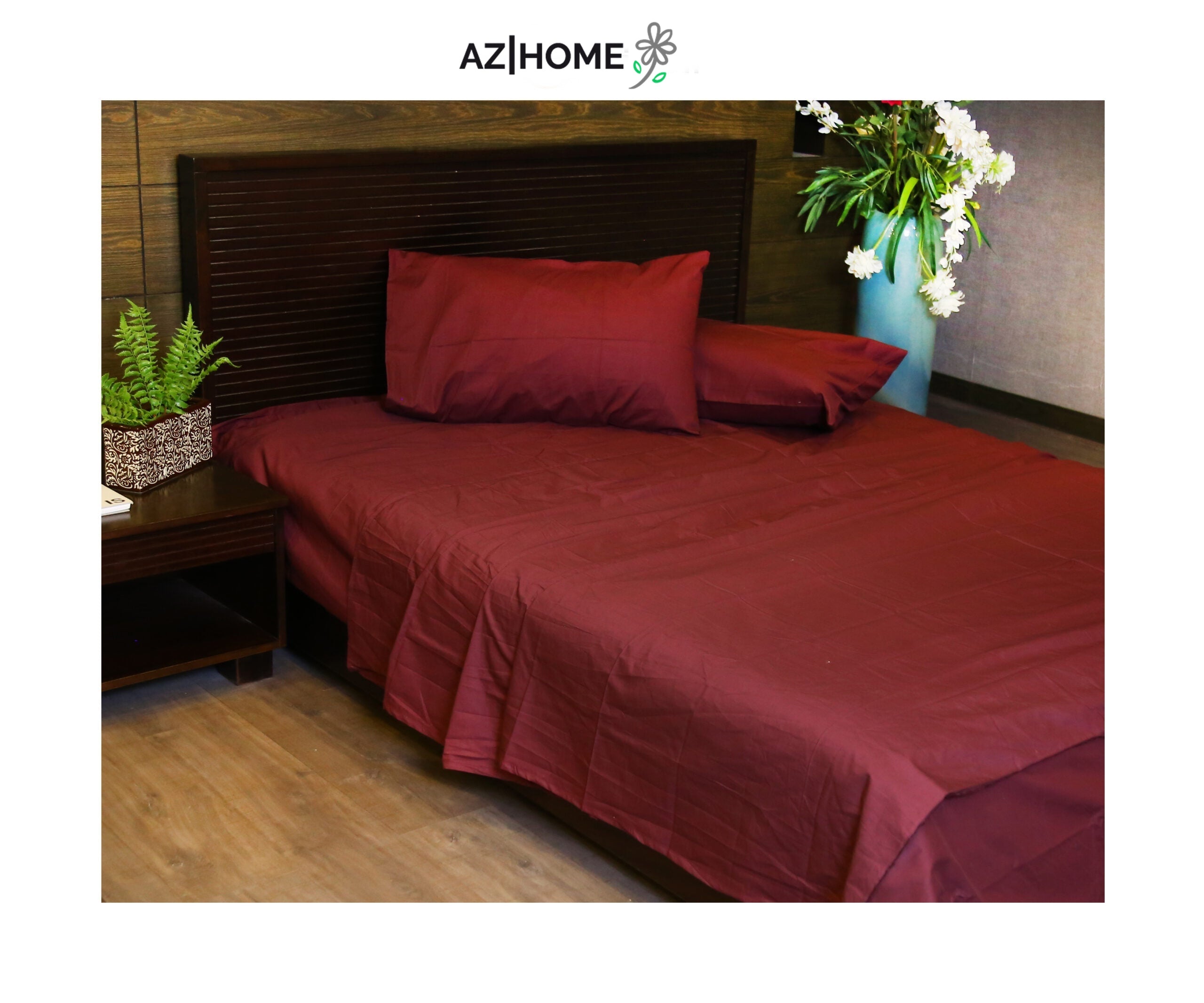 Maroon Solid Bed Sheet Set