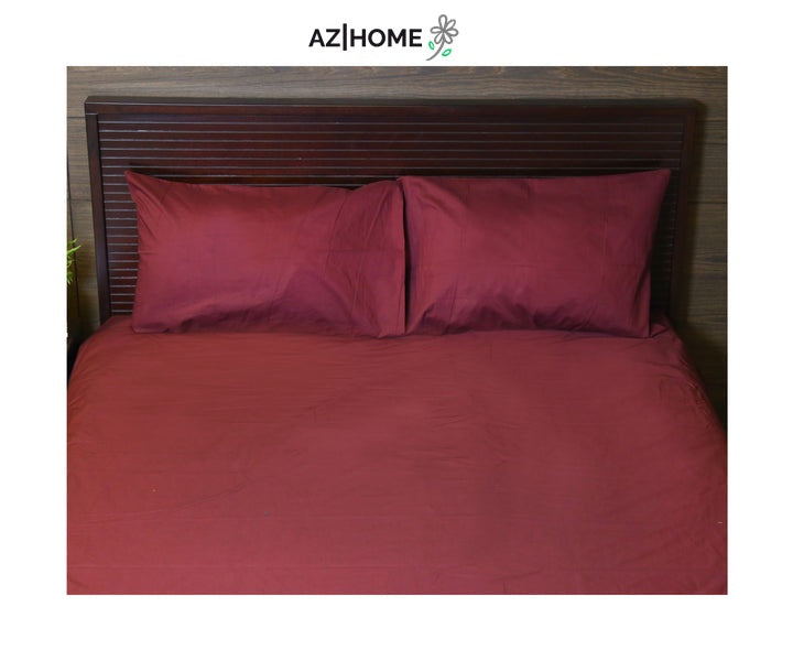 Maroon Solid Bed Sheet Set