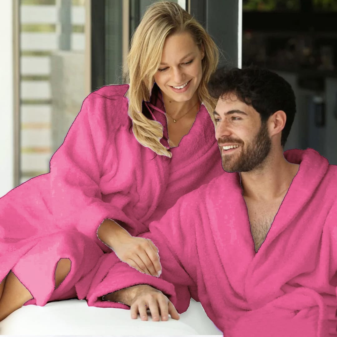 Set Of 2 Velour Bathrobes - Pink