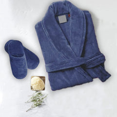 Set Of 2 Velour Bathrobes - Blue