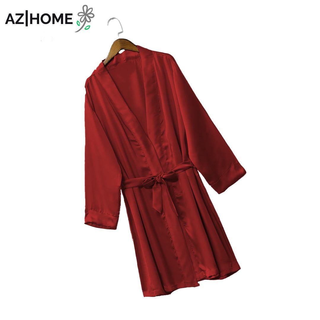 Satin Bath Gown - Red