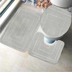 3 Pcs Bath Matt Set – Grey Tile