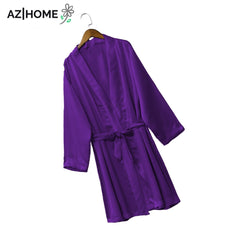 Satin Bath Gown - Purple