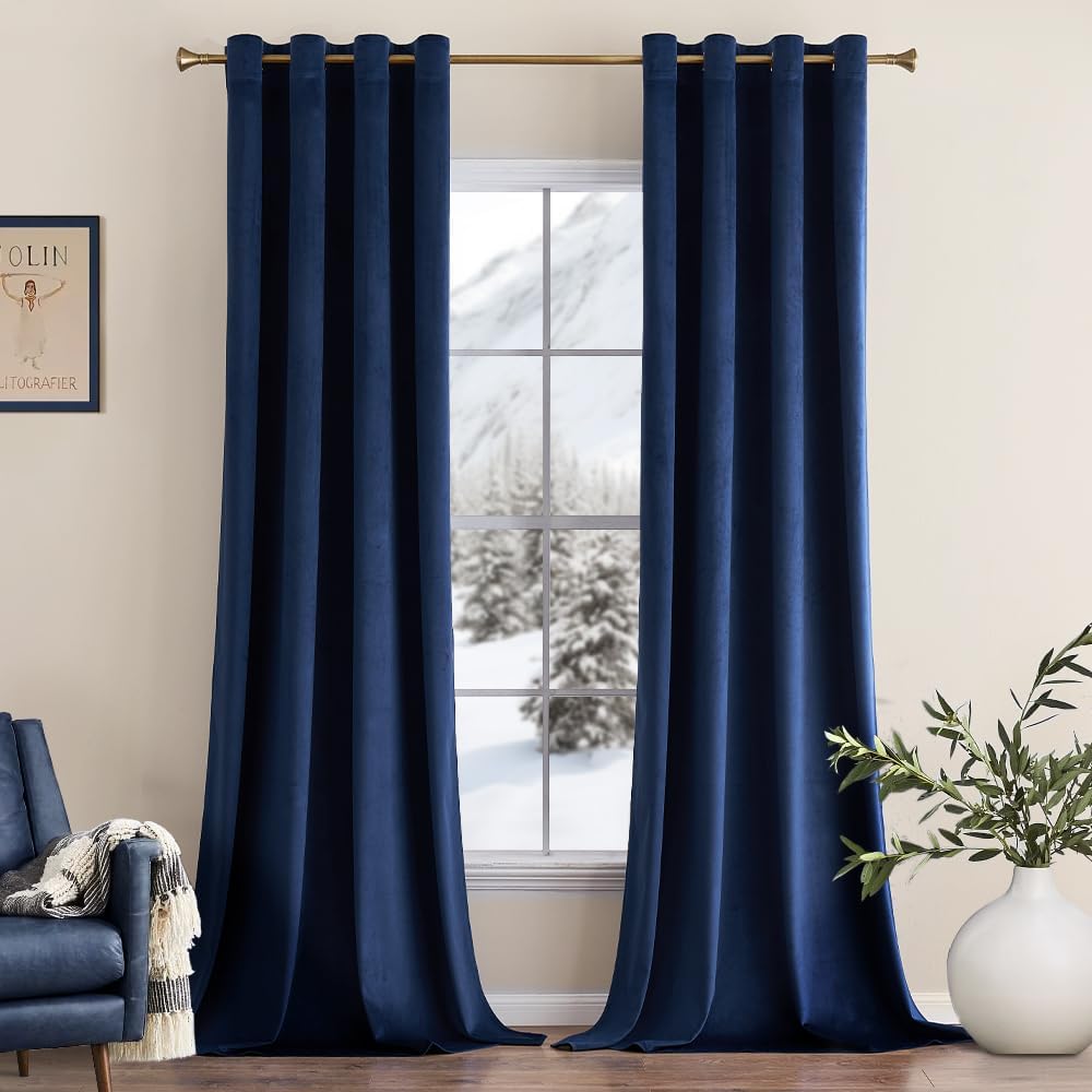 Premium Velvet Curtain - Navy Blue