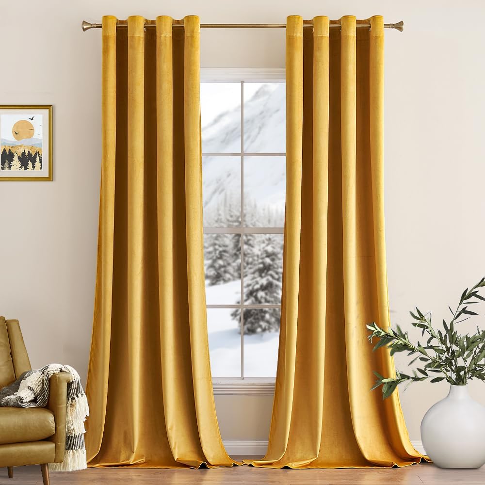 Premium Velvet Curtain - Yellow