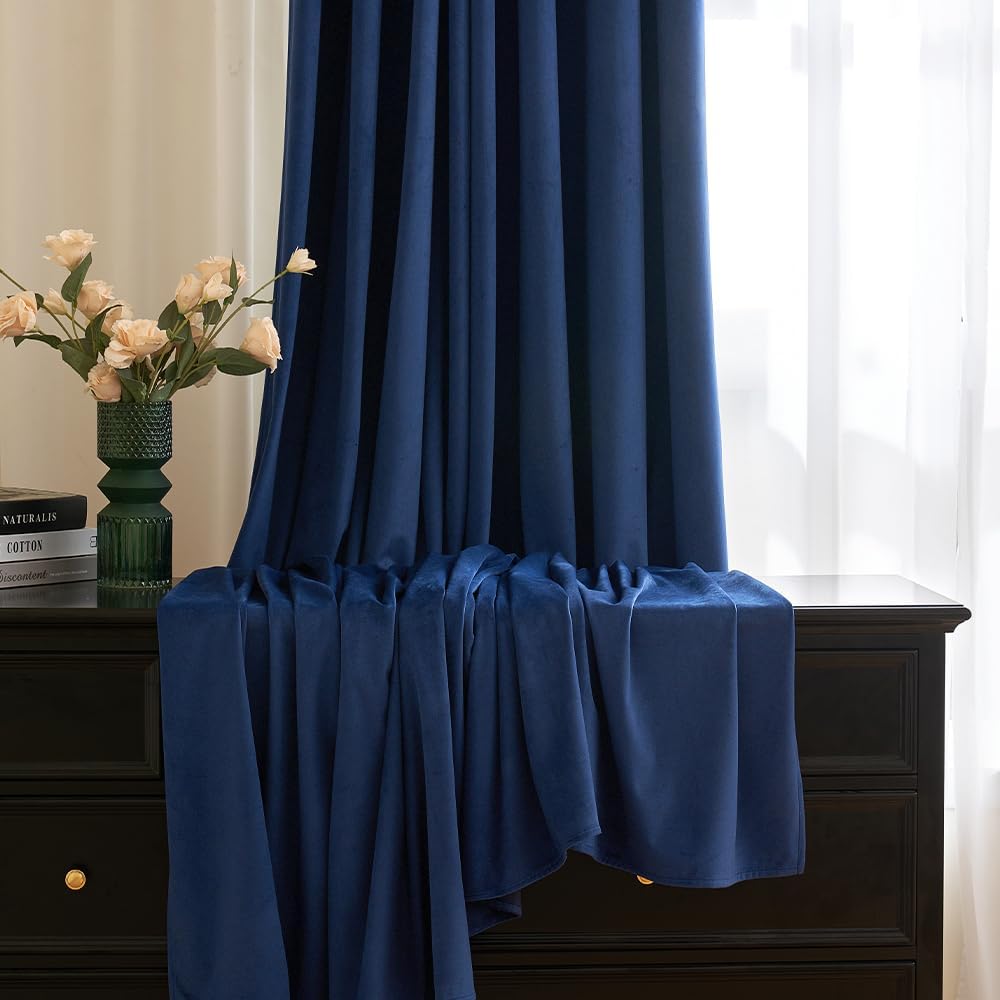 Premium Velvet Curtain - Navy Blue