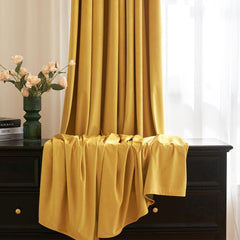 Premium Velvet Curtain - Yellow