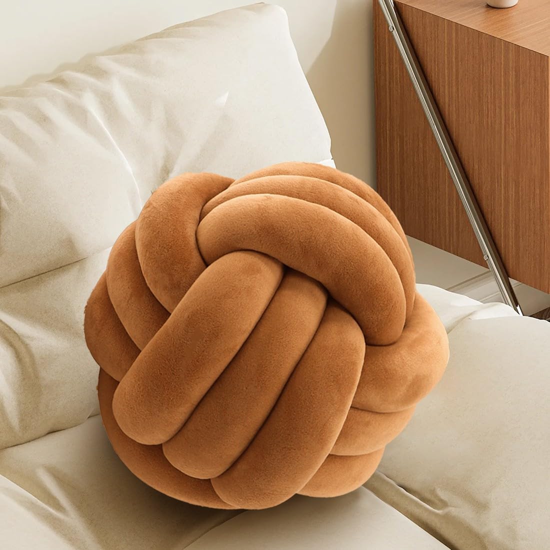 Soft Big Knotted Cushion 27 CM Camel