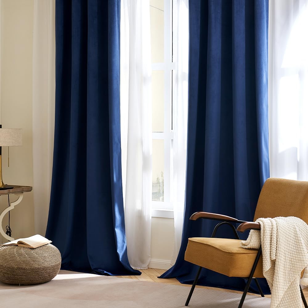 Premium Velvet Curtain - Navy Blue