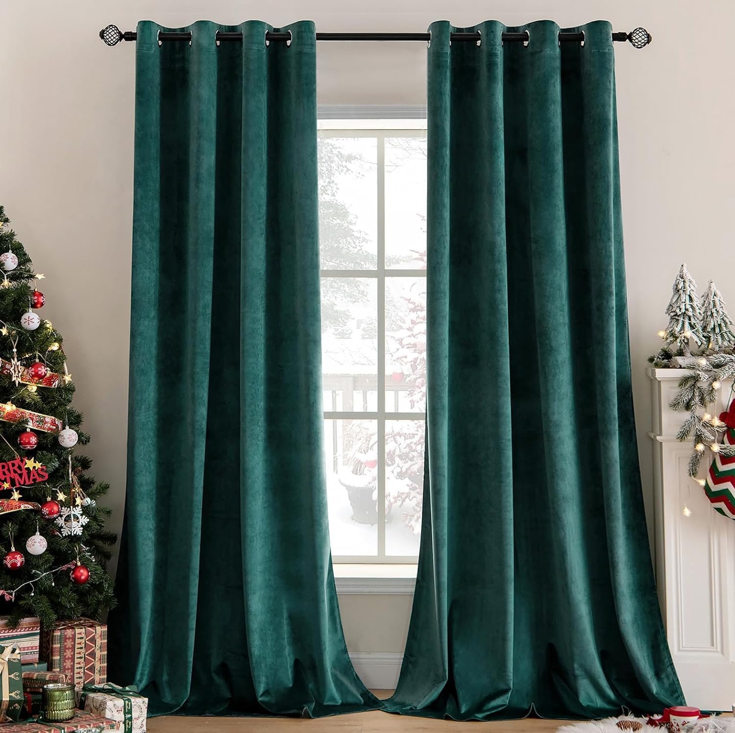 Premium Velvet Curtain - Green