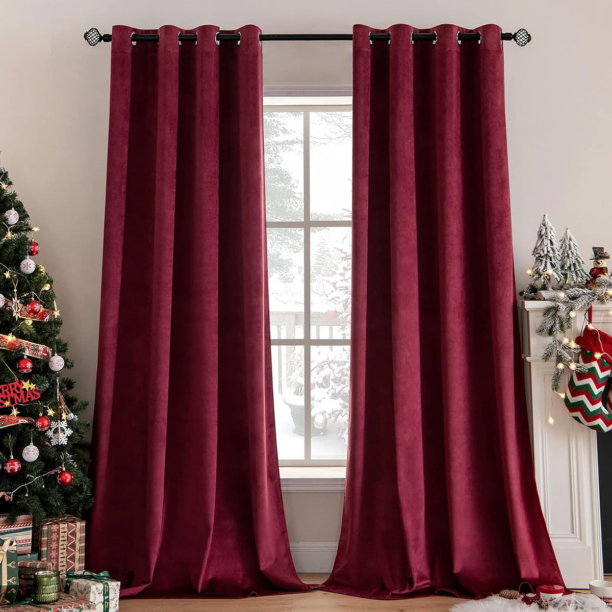 Premium Velvet Curtain - Maroon