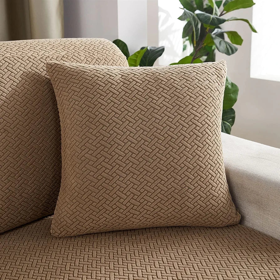 Stripe Jacquard Cushion Cover - Camel Brown