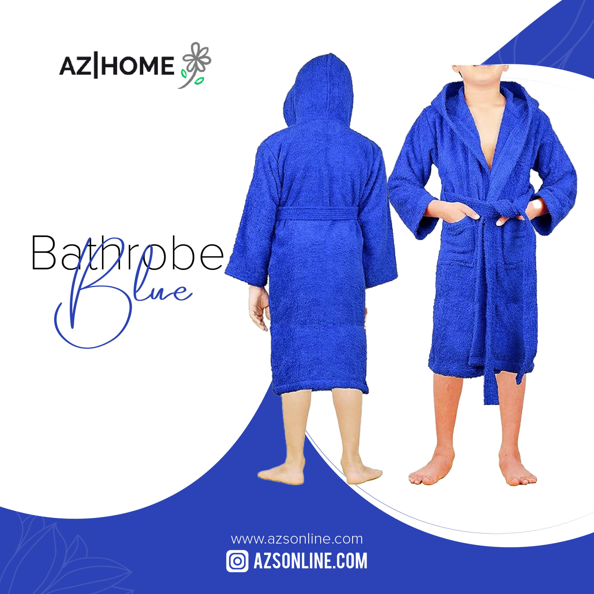 Classic Bathrobe For Kids - Blue