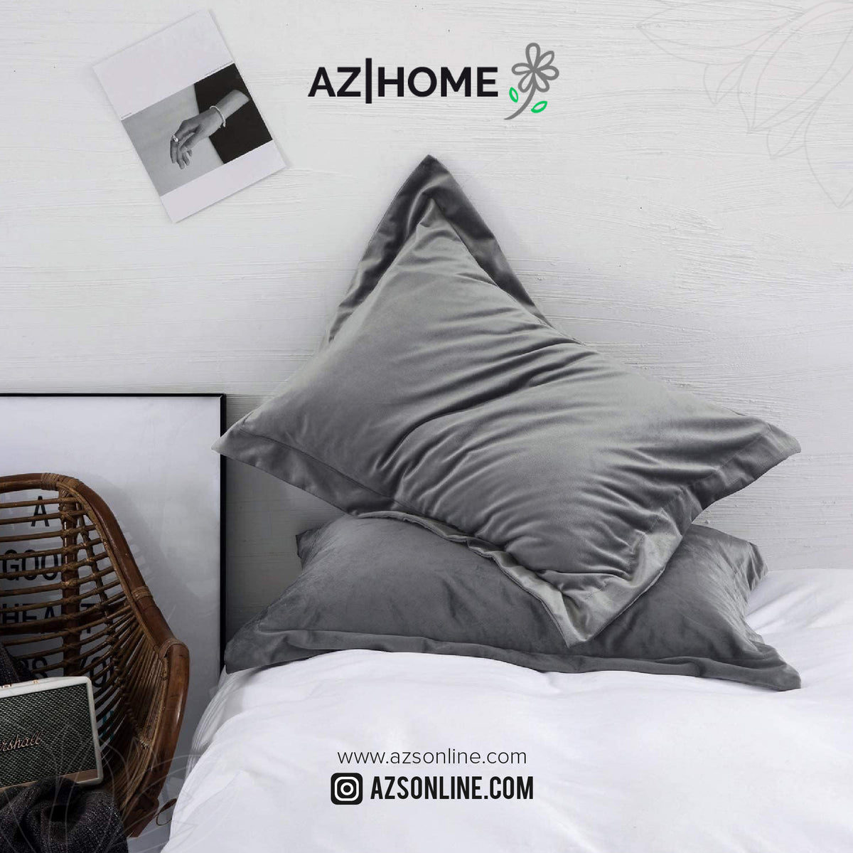 Velvet Pillow Cover - Grey