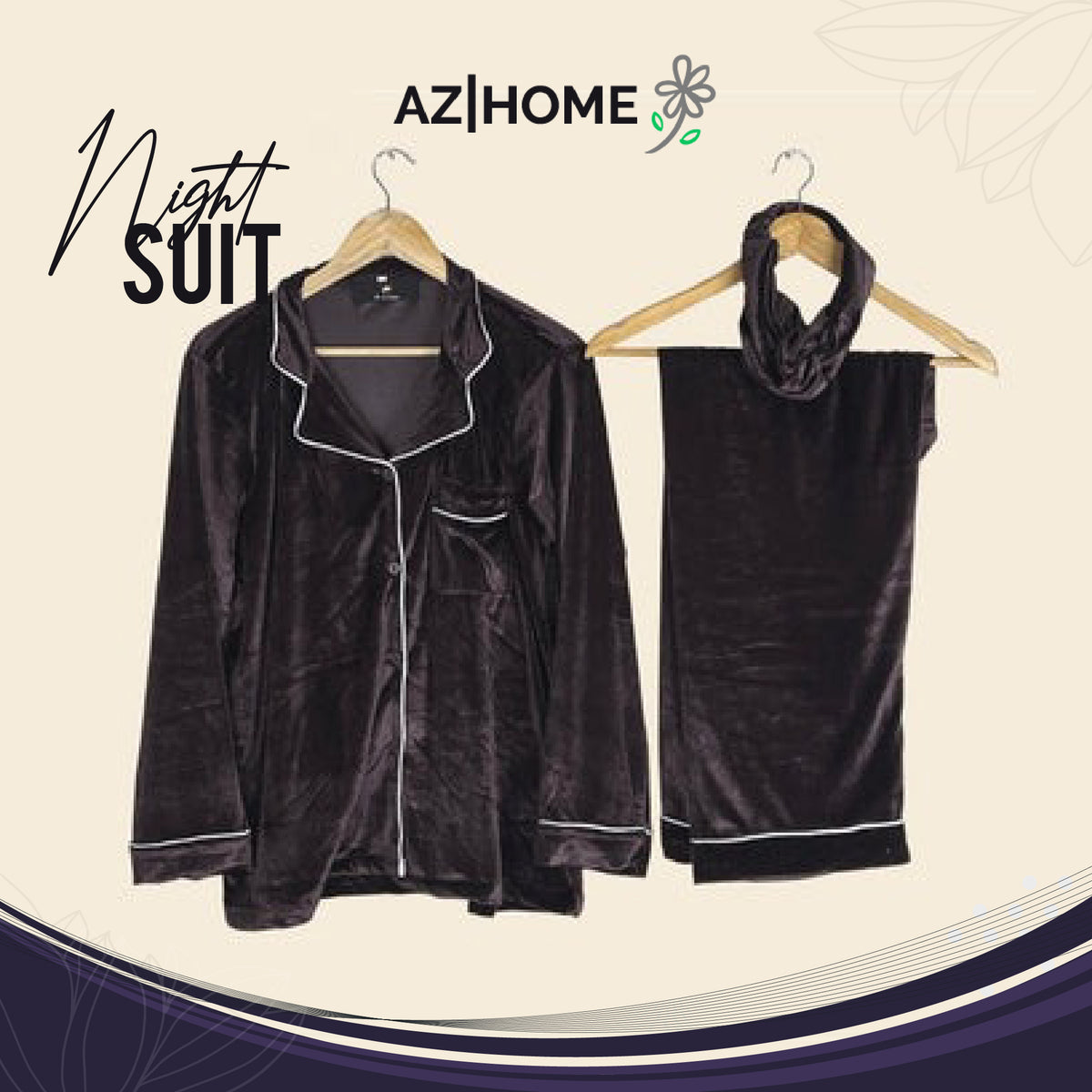 Women Velvet Suit - Black