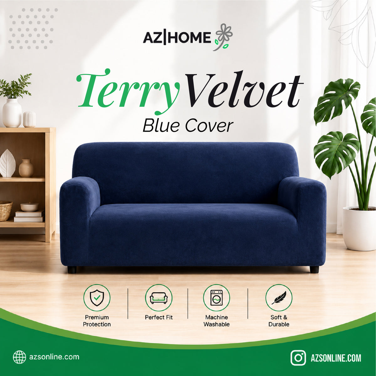 Terry Sofa Cover - Navy Blue