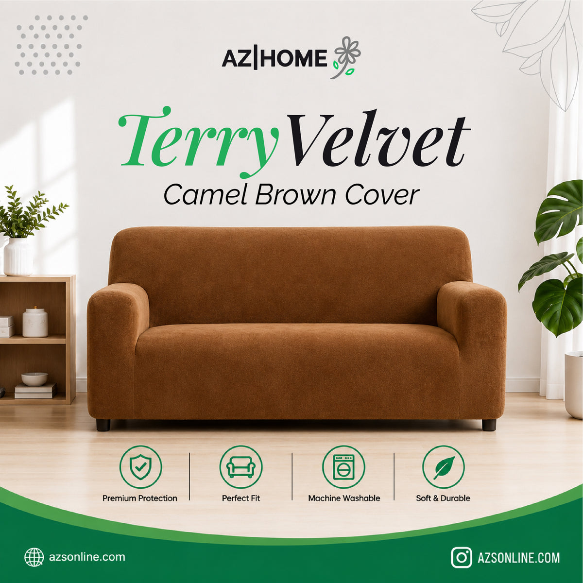 Terry Sofa Cover - Camel Brown