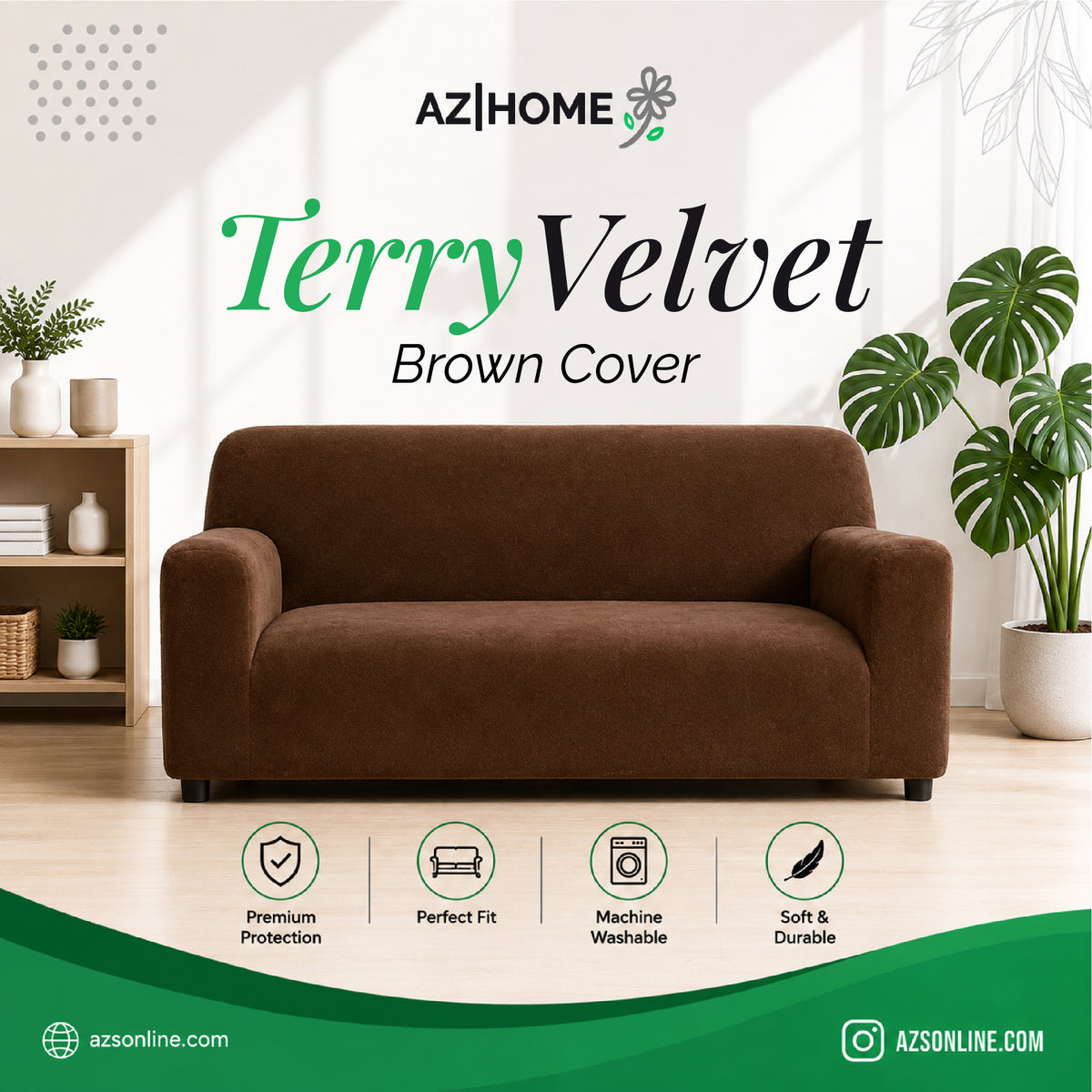 Terry Sofa Cover - Dark Brown