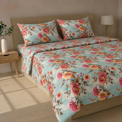 Aqua Bloom Bedsheet– Set