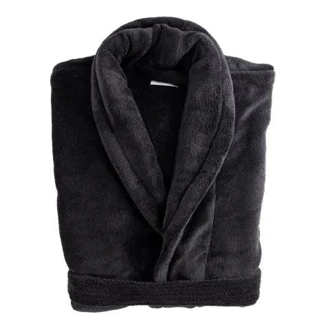 Fluffy Plush Bathrobe - Black