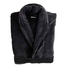 Fluffy Plush Bathrobe - Black