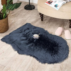 Diamond Shape Furry Rug - Black