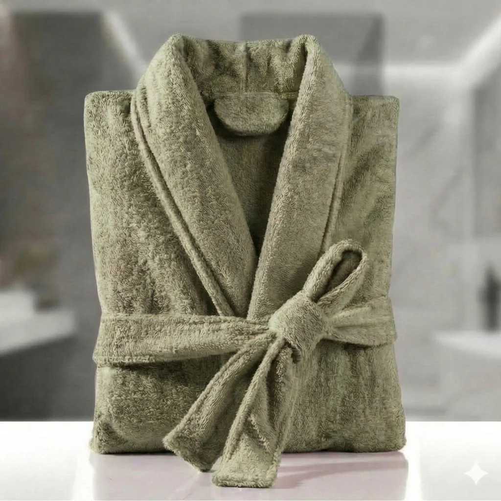 Fluffy Bathrobe - Olive Green