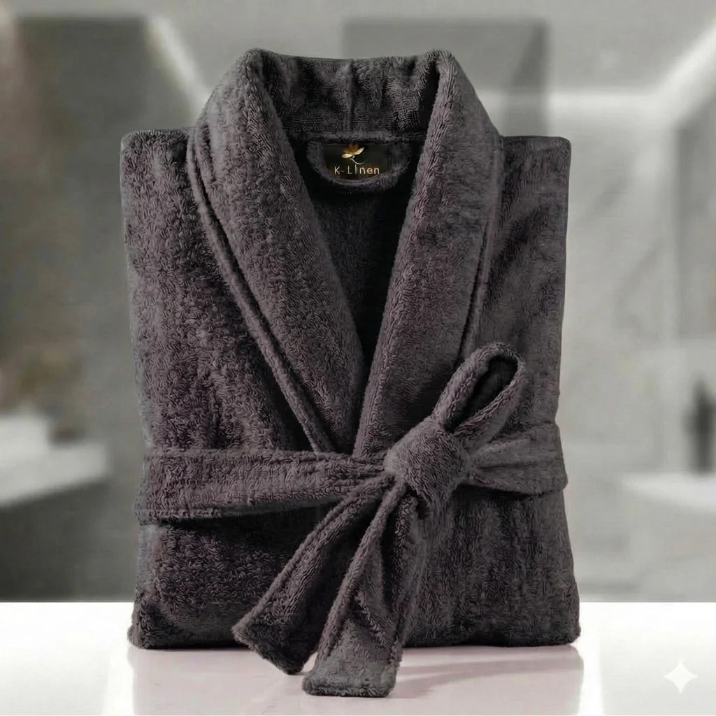 Fluffy Bathrobe - Dark Grey