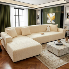 Bohemian L Shape Sofa Cover - Beige