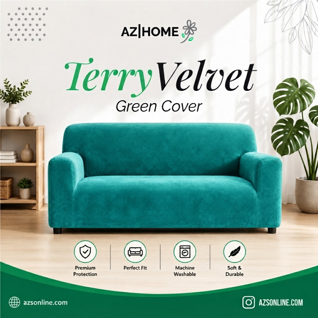 Terry Sofa Cover - Green