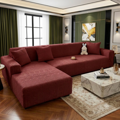 Bohemian L Shape Sofa Cover - Maroon