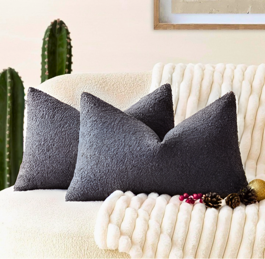 Pair of Terry Pillow Cover - Grey
