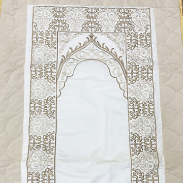 Embroided Velvet Prayer Mat - Off White