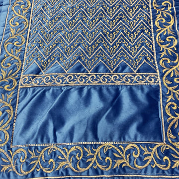Embroided Velvet Prayer Mat - Blue